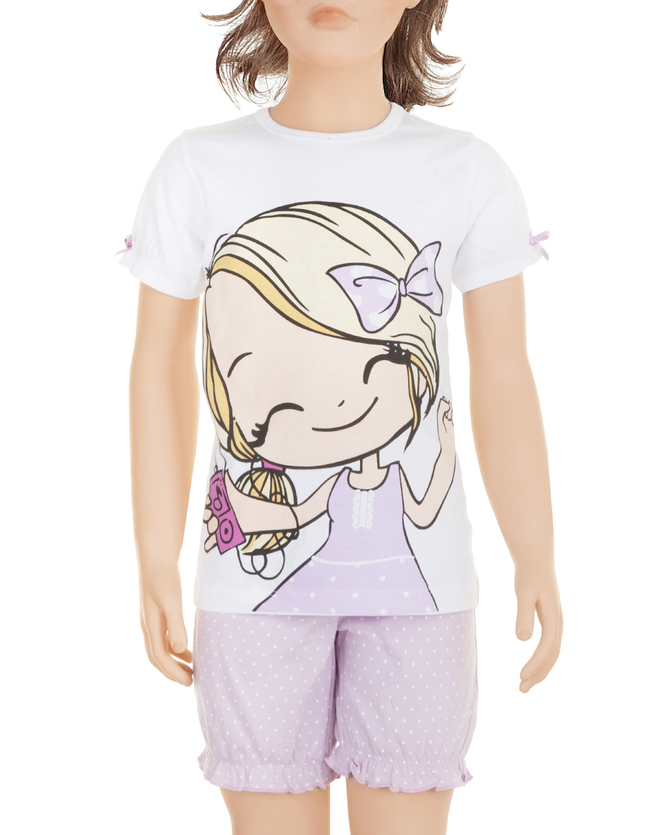 pijama infantil para niña de verano con estampado de niña