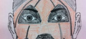 Cara pintada de calabaza para halloween