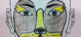 Cara pintada de gato en carnaval