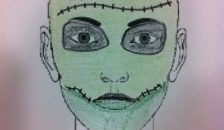 Cara pintada de monstruo frankenstein para halloween