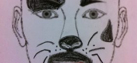 Cara pintada de perro dálmata