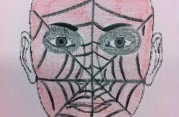 Cara pintada de hombre araña o spiderman