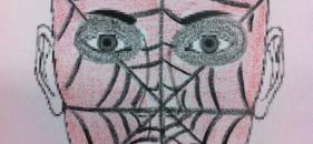 Cara pintada de hombre araña o spiderman