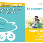 Patinaje solidario en familia con niños en la Glorieta de Bilbao