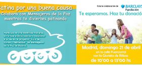 Patinaje solidario en familia con niños en la Glorieta de Bilbao